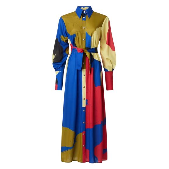 THEBE MAGUGU Dresses & Skirts - Thebe Magugu Baartmaan Longline Shirt Dress in Multi, Size S